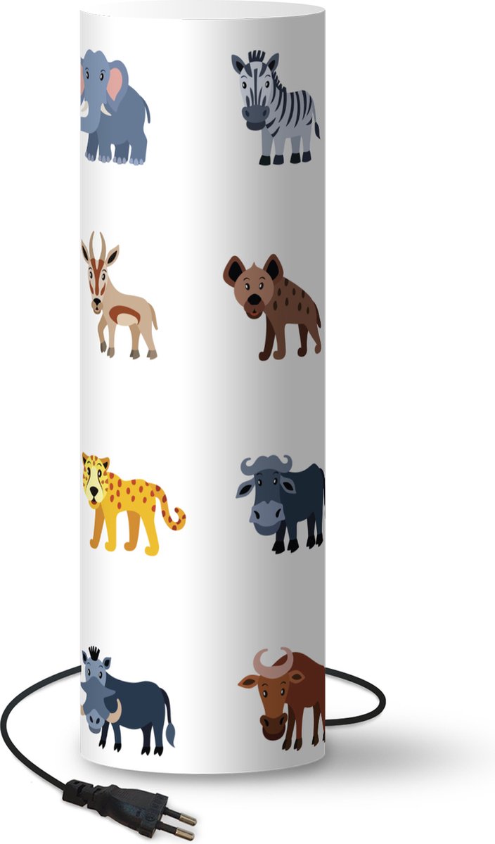 Lamp - Nachtlampje - Tafellamp slaapkamer - de big five als Emoji - 60 cm hoog - Ø19.1 cm - Inclusief LED lamp