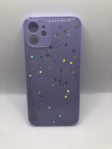 Glitter Anti Shock Hoesje met Camera Bescherming - Geschikt voor iPhone 12 - Lila