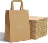 100 Sacs de transport de transport bruns / sacs en papier en papier kraft avec des oreilles plates 22x10x28cm