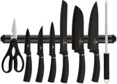 Ensemble de 9 couteaux par Berlinger Haus Noir Or Rose | Ensemble de couteaux comprenant une bande magnétique et un sac cadeau de luxe