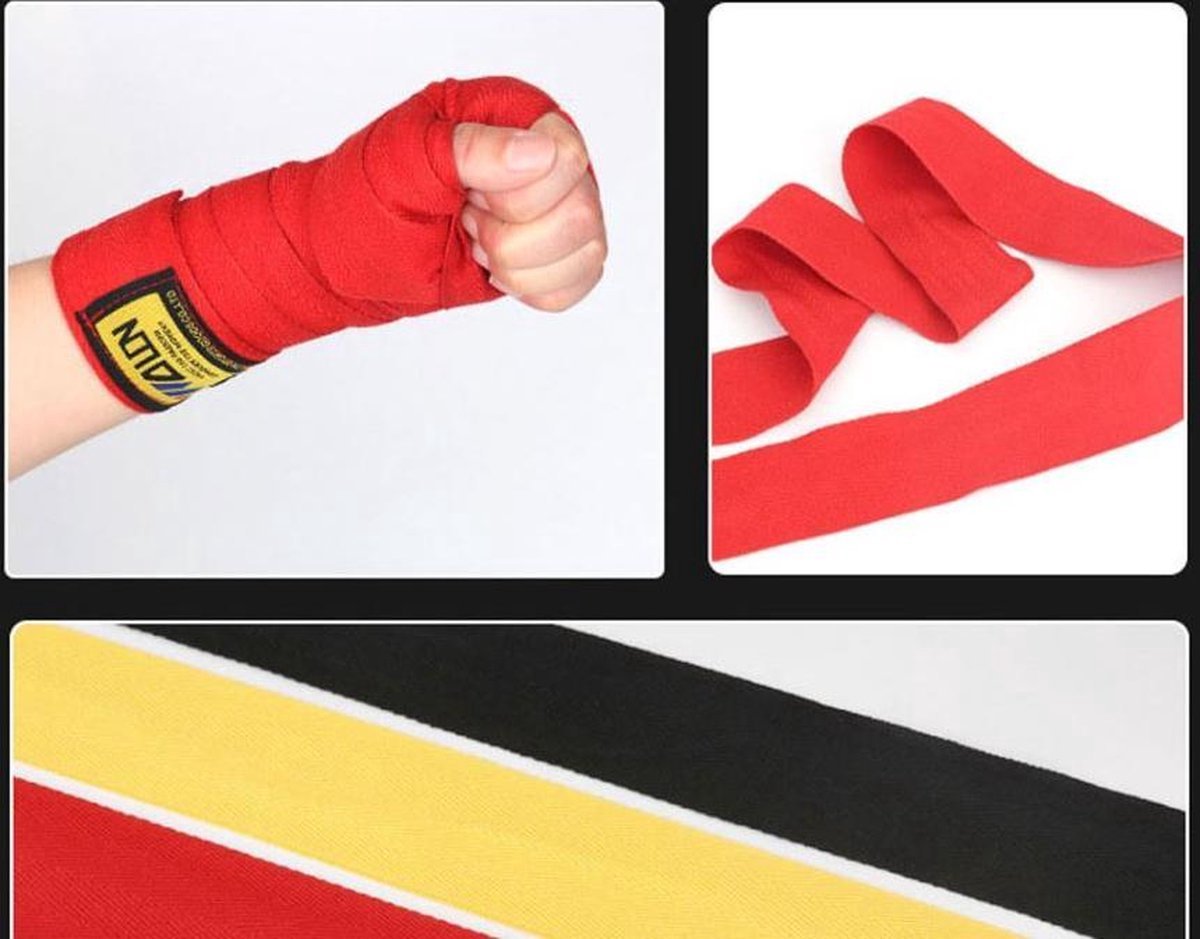 *** Bandage Geel 2 rollen 2.5meter Katoen - Geel - Boksen -MMA -Thai en Kickboksen- Vechtsport - Heble® ***