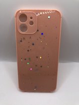 Glitter Anti Shock Hoesje met Camera Bescherming - Geschikt voor iPhone 12 - Zalm