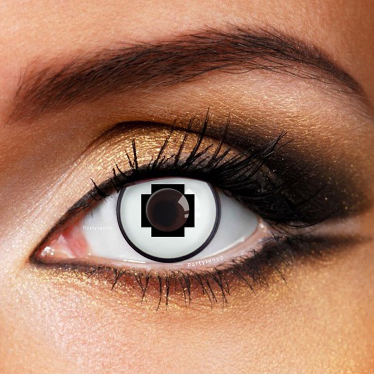 Partylens® kleurlenzen - White Manson Cross - zachte jaarlenzen met lenshouder - partylenzen
