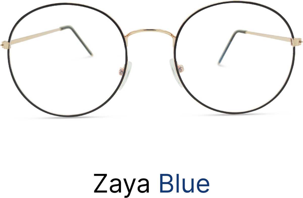 Zaya Blue Computerbril - Blauw Licht Bril —Beeldschermbril Blue Light Glasses - Unisex - Zwart & Goud