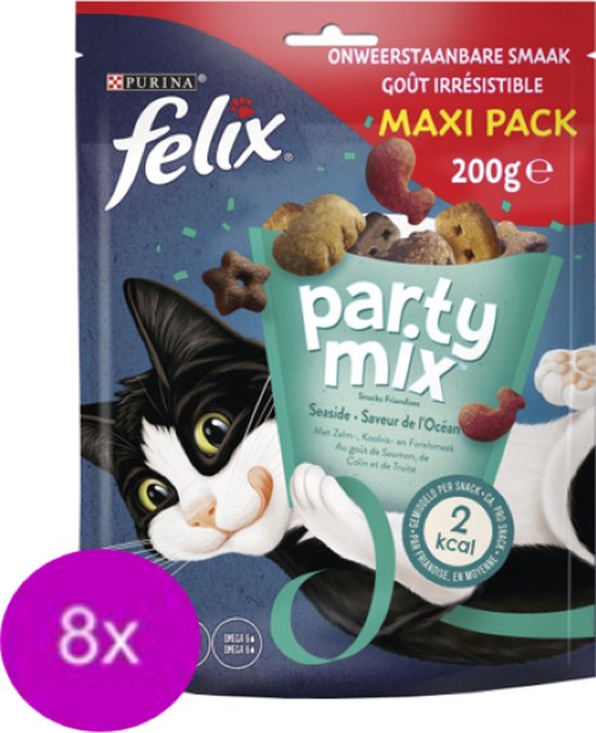 8x Felix Party Mix Seaside Mix Kattensnacks 200g bol
