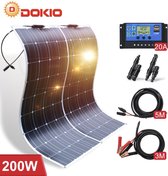 Dokio® Zonnepanelen Compleet Pakket 18V 200W 20A - Met 2 Zonnepanelen - Flexibele zonnepanelen