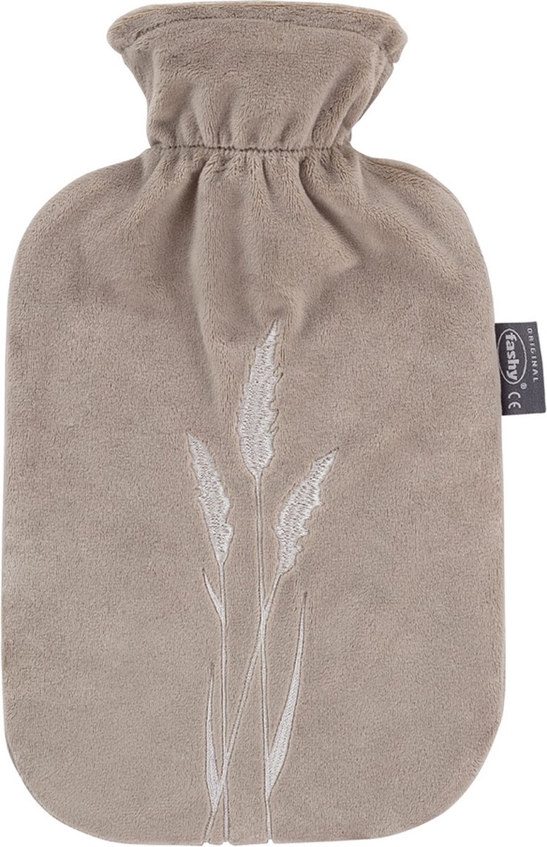 Goedkoopste Fashy - Velours Warmwaterkruik - Taupe met Riet