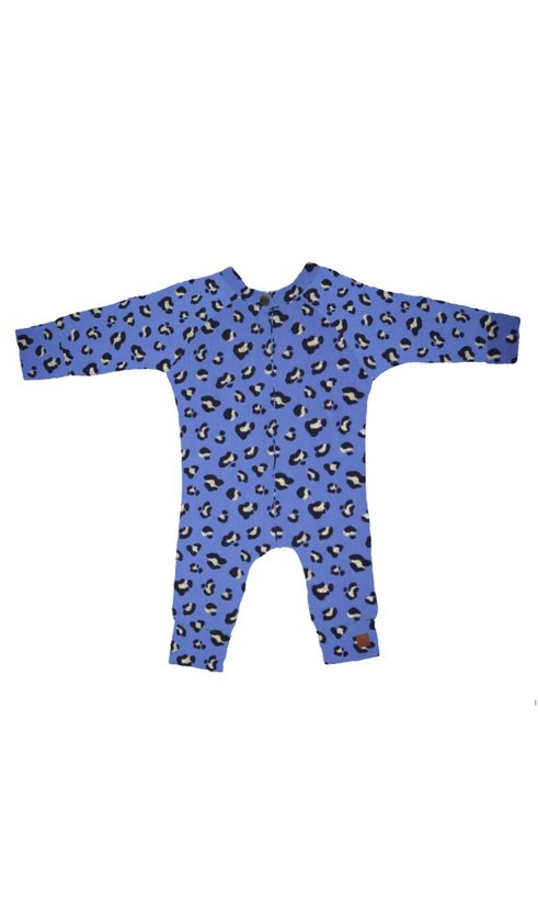 Onesie panter blauw met roesje