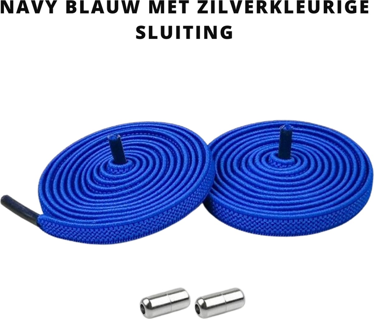 Beste Veters - Veters elastische - Veters draaisluiting - Blauwe veters - Lock laces - Veters 100 cm - Veters blauw