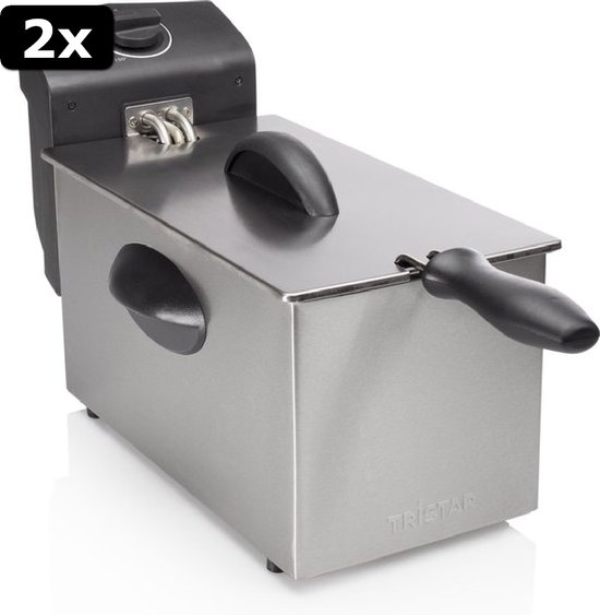 2x Tristar Deep Fryer FR6935 Friteuse Frituurpan 3 liter RVS en