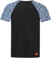 T-shirt zwart diertjes blauw