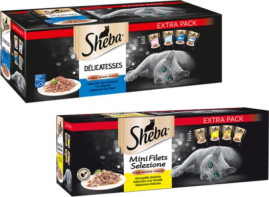 Sheba natte voeding - duopack - verschillende smaken - 6800 gram