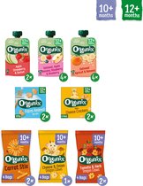 Organix Peuter Snack Box 10+ Maanden - 100% Biologisch - Baby Snacks en Knijpfruit - Babyvoeding - 20 stuks