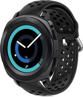 Siliconen sport bandje met gaatjes - Geschikt voor Samsung Galaxy Watch 3 - 41mm / Galaxy Watch 1 42mm / Galaxy Watch Active / Active 2 / Samsung Gear Sport bandje - Sport bandje - Zwart
