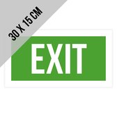 Pictogram/ bord | "Exit" | 30 x 15 cm | Uitgang | Doorgang vrijhouden | Brand | Nooduitgang | Engels | English | Aanwijzer | Groen | Dikt: 1 mm | 1 stuk