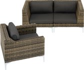 tectake - Modulaire wicker set Villanova linker deel rechter deel en fauteuil - 404655 - poly-rattan