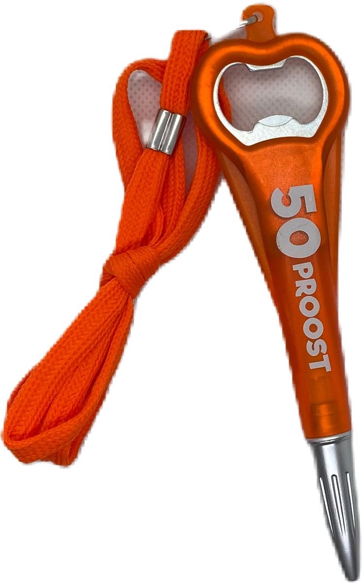Miko Pen Flesopener - 50 Proost - Oranje - 2 in 1