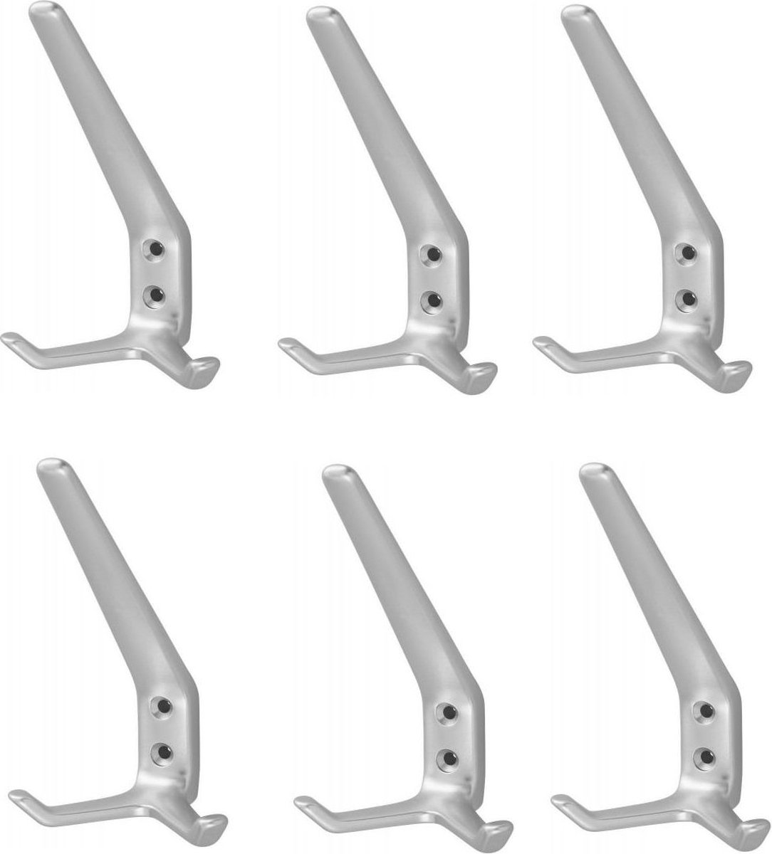 Hermeta hoed en jashaak 0032-01 - Aluminium - Dubbel - Naturel - 6 Stuks