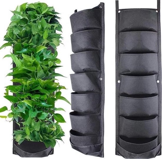 ***Verticale Tuin Plantenzakken – Hangende tuin – Moestuin – 7 vakken – 100 x 30 cm – Plantenzak – Hangtuin – Plantenhanger binnen – Plantenbak -…