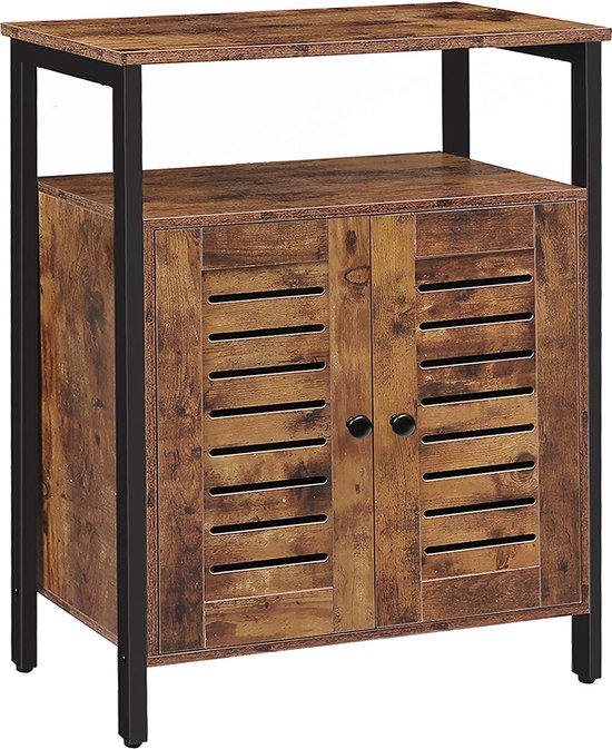 Signature Home Haines Buffet - commode vintage - meuble de cuisine - Meuble de rangement industriel - avec étagère réglable - - Marron / Zwart - 60 x 30 x 81 cm