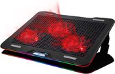 Fuegobird Laptop Cooler - Laptophouder en koeler - 3 ventilatoren - Verstelbaar - RGB - Max 17 inch - Zwart