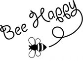GoedeDoelen.Shop | Auto Sticker Bee Happy | Autosticker | Bijensticker | Scootersticker | Bee Happy | Afmeting 16 X 9 CM | Weerbestendig | Sticker | Bij