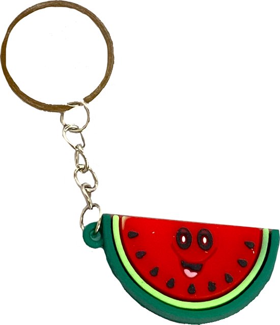 Foto: Sleutelhanger watermeloen zomer vrucht fruit sleutelhanger meloen groen rubber