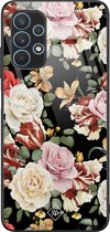 Casimoda® hoesje - Geschikt voor Samsung Galaxy A32 5G - Bloemen flowerpower - Luxe Hard Case Zwart - Backcover telefoonhoesje - Multi