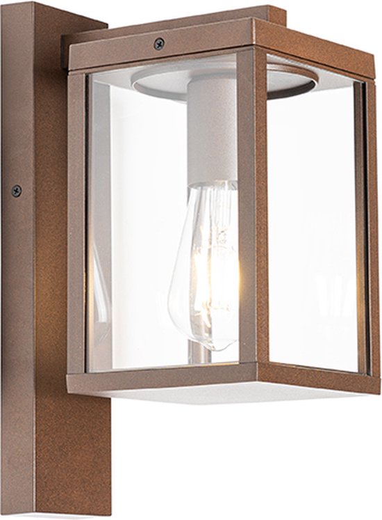 QAZQA charlois - Industriele Wand lantaarn voor buiten - 1 lichts - D 21.5 cm - Roestbruin - Industrieel - Buitenverlichting