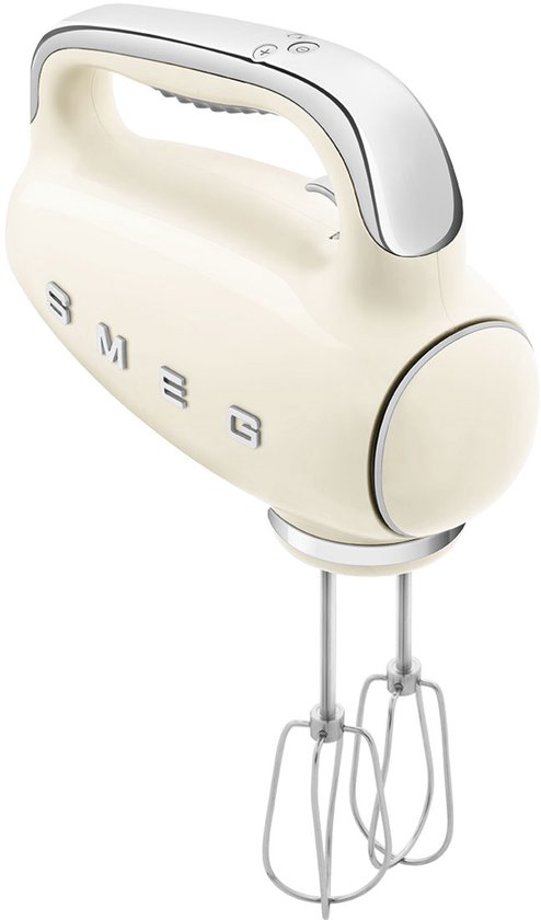 SMEG HMF01CREU Handmixer - 250W - 9 Snelheden - Turbofunctie - LED Display - Inclusief 6 RVS Gardes & Deeghaken - '50s Style - Crème