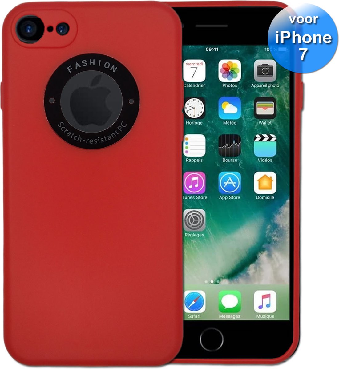 Telefoonhoesje geschikt voor de iPhone 7 - Siliconen - Back Cover met Venster - Rood