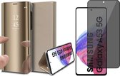Hoesje geschikt voor Samsung Galaxy A53 - Book Case Spiegel Wallet Cover Hoes Goud - Tempered Glass Privacy Screenprotector