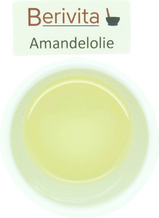 Amandelolie Puur 200ml Pompfles - Glas - Zoete Amandel Olie voor Huid en Haren - Sweet Almond Oil - Berivita