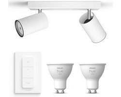 Philips Hue Kosipo Opbouwspot (Wit) - Warmwit Licht - Incl. Hue Dimmer Switch - Plafondspot met 2…