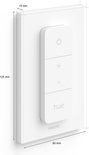 Philips Hue Dimmer Switch met afmetingen: 125mm hoog, 80mm breed en 15mm diep.