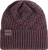Knit Factory Sally Gebreide Muts Heren & Dames - Beanie hat - Antraciet/Stone Red - Grofgebreid - Warme donkergrijs/rood gemeleerde Wintermuts - Unisex - One Size