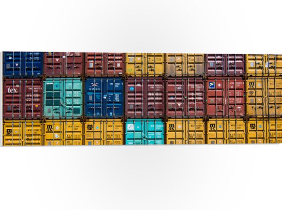 WallClassics - Panneau de mousse PVC - Conteneurs d'expédition empilés - Photo 90 x 30 cm sur panneau de mousse PVC (avec système de suspension)