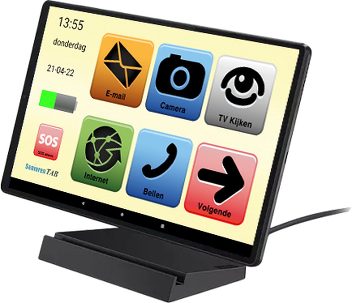SeniorenTAB LM10W HD - Senioren Tablet - 64GB - Wifi - 10.1 inch scherm - met oplaad standaard