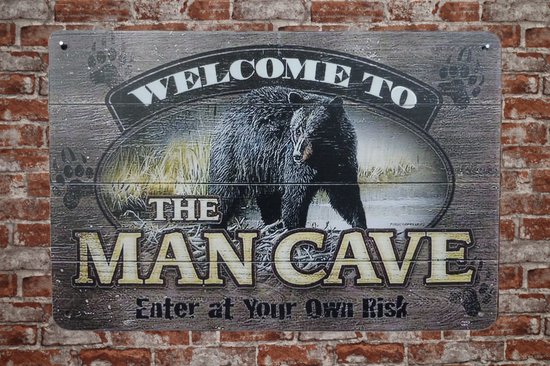 Wandbord - Welcome to the mancave - Metalen wandbord - Mancave - Mancave decoratie - Retro - Metalen borden - Metal sign - Bar decoratie - Tekst bord - Wandborden - Bar - Wand Decoratie - Metalen bor