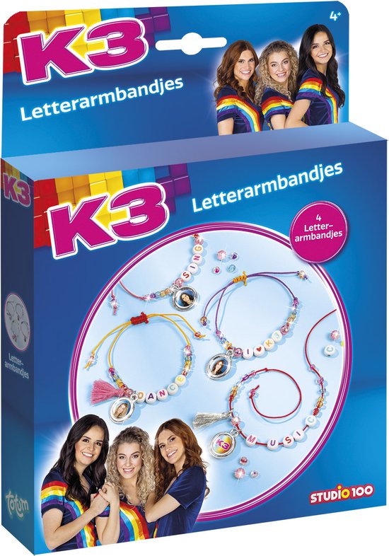 K3 4 Letter armbandjes maken Totum sieradenset Studio 100 knutselset