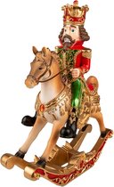 Beeld  Notenkraker 39 cm Bruin Rood Kunststof Kerstdecoratie beeld decoratie  Decoratieve Accessoires