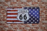 Muurplaat - Route 66 Texas - Metalen wandbord - Mancave - Mancave decoratie - Metalen borden - Metal sign - Bar decoratie - Tekstbord - Wandborden - Wand Decoratie - Cave & Garden