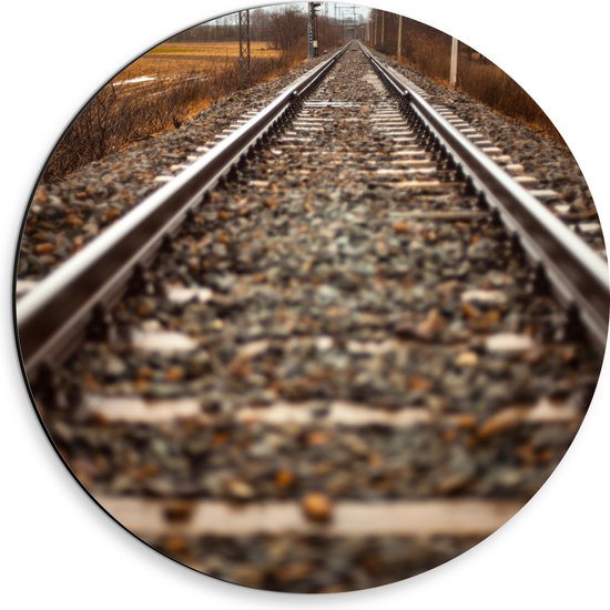 WallClassics - Dibond Muurcirkel - Close up van het Spoor - 30x30 cm Foto op Aluminium Muurcirkel (met ophangsysteem)