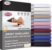 Double Jersey Hoeslaken - Hoeslaken (2 Pack) 90x200+30 cm - 100% Katoen  Zwart
