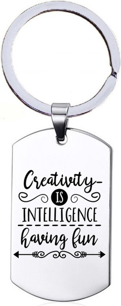 Sleutelhanger RVS - Creativity Is Intelligence