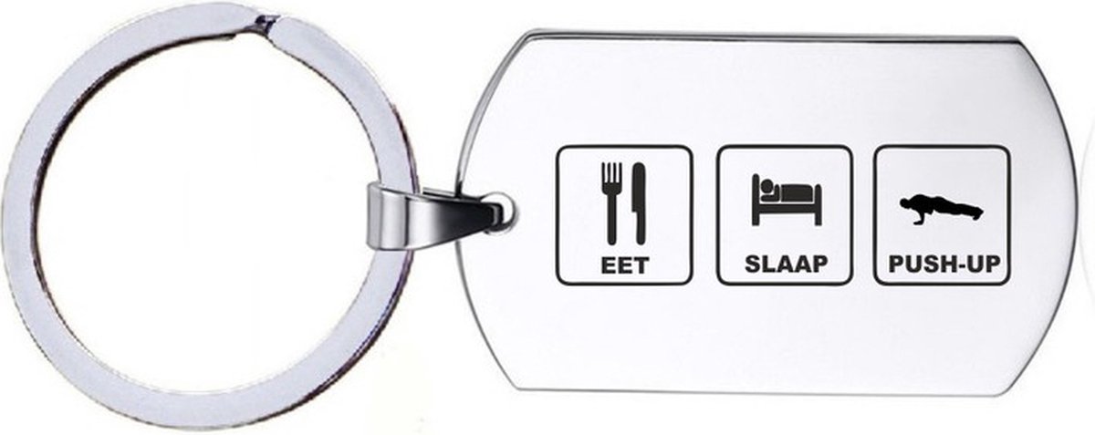 Sleutelhanger RVS - Eet Slaap Pushup