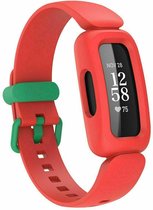 Siliconen Smartwatch bandje - Geschikt voor Fitbit Ace 3 siliconen bandje - voor kids - rood/groen - Strap-it Horlogeband / Polsband / Armband
