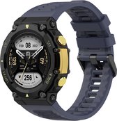 Siliconen Smartwatch bandje - Geschikt voor Amazfit T-Rex 2 siliconen bandje - donkerblauw - Strap-it Horlogeband / Polsband / Armband