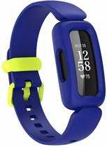 Siliconen Smartwatch bandje - Geschikt voor Fitbit Ace 3 siliconen bandje - voor kids - blauw/geel - Strap-it Horlogeband / Polsband / Armband