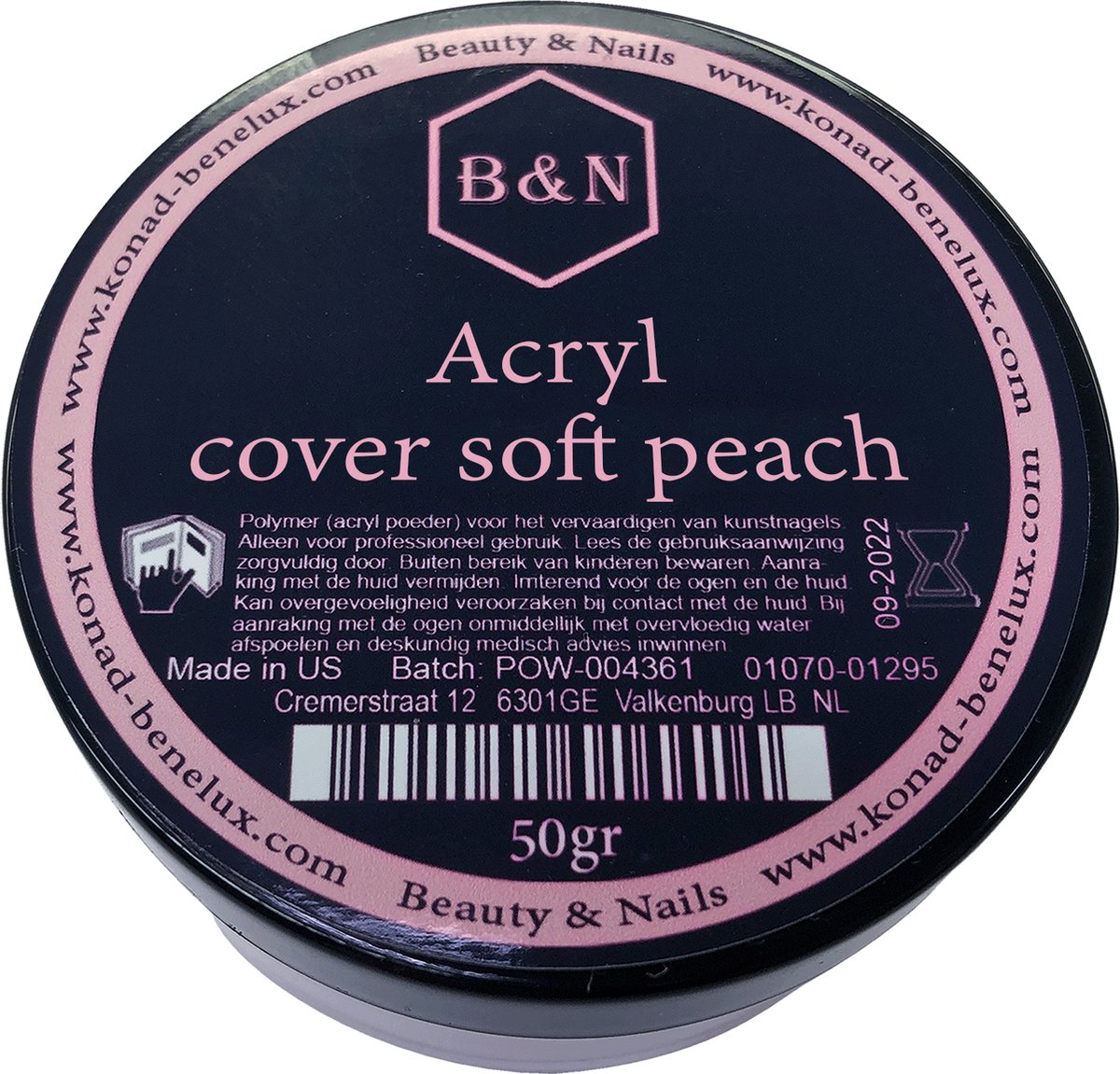 Acryl cover soft peach - 50 gr | B&N - VEGAN - acrylpoeder